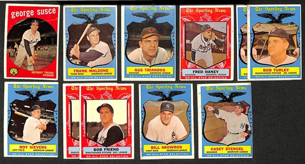 Assorted Lot of 700+ 1959 Topps Baseball Cards w. Yogi Berra x3 & 18 High Numbers