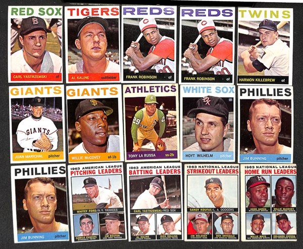 Assorted Lot of 550+ 1964 Topps Baseball Cards w. Carl Yastrzemski
