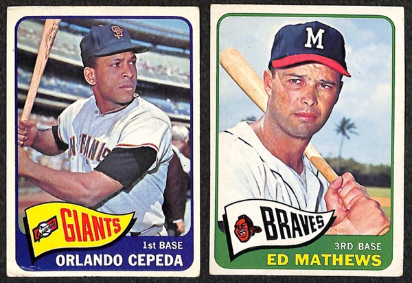 Assorted Lot of 300+ 1965 Topps Baseball Cards w. Hank Aaron