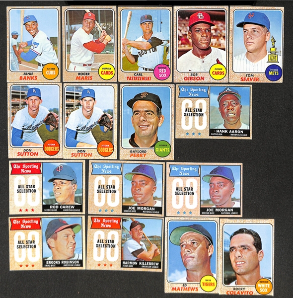 Assorted Lot of Approximately 600 1968 Topps Baseball Cards w. Ernie Banks