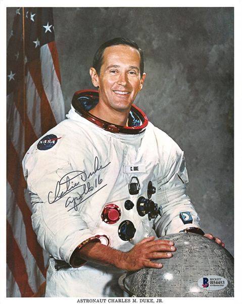 Lot of (2) 8x10 NASA Astronaut Photo Cards - Charles Duke (Apollo 16) & Bruce McCandless (Beckett COAs)