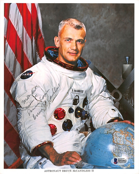 Lot of (2) 8x10 NASA Astronaut Photo Cards - Charles Duke (Apollo 16) & Bruce McCandless (Beckett COAs)