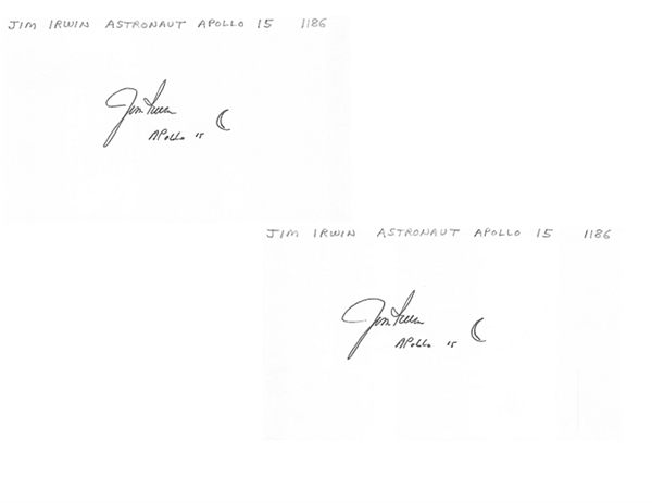 Lot of (2) Jim Irwin (Astronaut on Apollo 15) Signed 3x5 Index Cards (Beckett COAs)