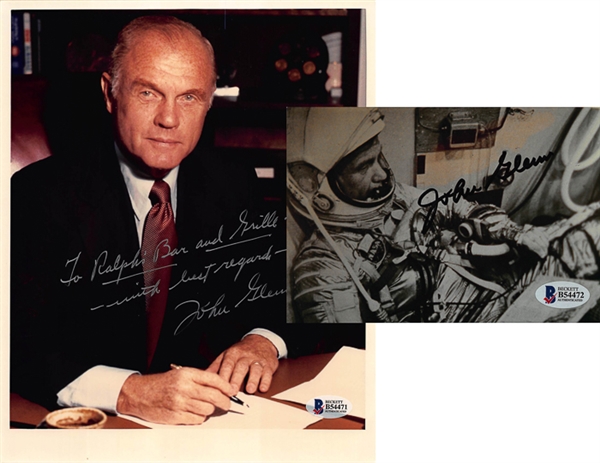 Lot of (2) Astronaut John Glenn Autographed Photos (8x10 and 4x6) w/ Beckett COAs