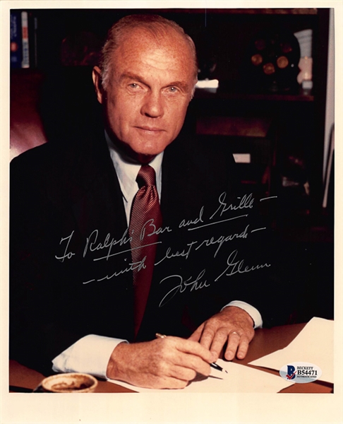 Lot of (2) Astronaut John Glenn Autographed Photos (8x10 and 4x6) w/ Beckett COAs