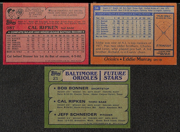 Lot Of 2 Cal Ripken Jr Rookie Cards & Eddie Murray Rookie
