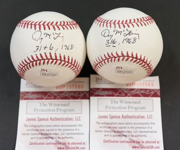 Lot Of 2 Denny McLain Signed Stat Baseballs - JSA