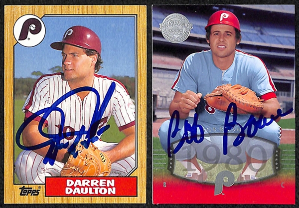 Lot Of 25 Phillies Signed Cards w. Tommy Joseph & Charlie Manuel