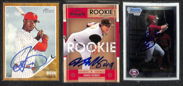 Lot Of 25 Phillies Signed Cards w. Tommy Joseph & Charlie Manuel