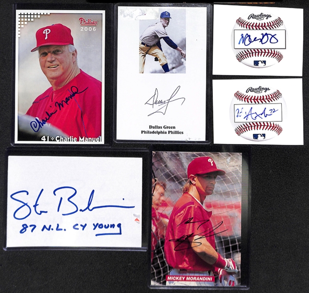 Lot Of 55 Phillies Signed 4x 6 Photos & Cuts w. Manuel/Green/Joseph