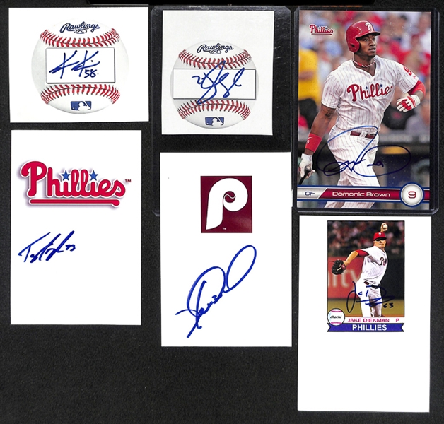 Lot Of 55 Phillies Signed 4x 6 Photos & Cuts w. Manuel/Green/Joseph