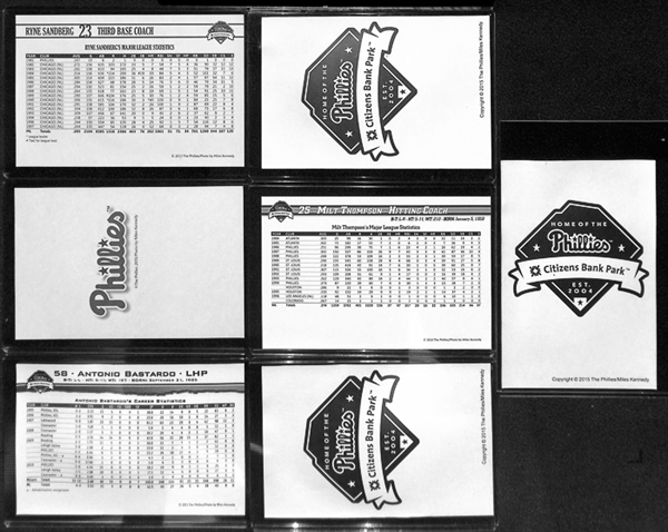 Lot Of 38 Phillies Signed 4x 6 Team Issued Photo Cards w. Ryne Sandberg