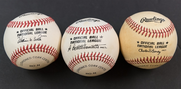 Lot Of 3 Signed Baseballs w. Clark & Gooden