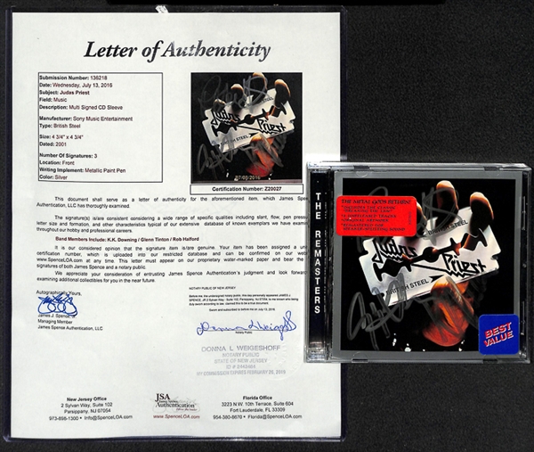 Judas Priest Band Signed CD - JSA LOA