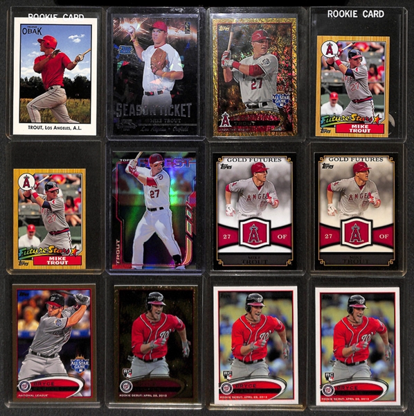 Lot Of 15 Mike Trout & Bryce Harper Rookie & Insert Cards