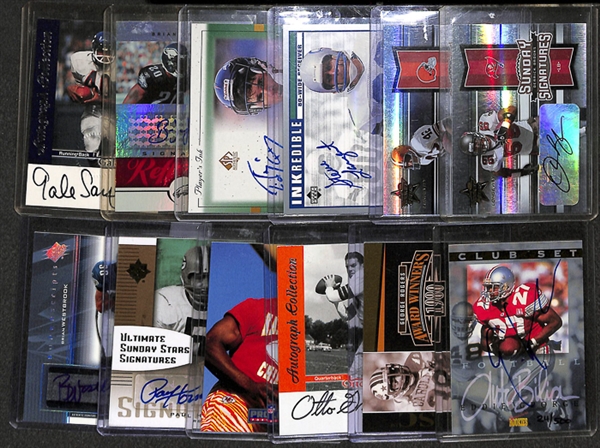 Lot Of 12 Football Stars Autograph Cards w. Sayers & Largent