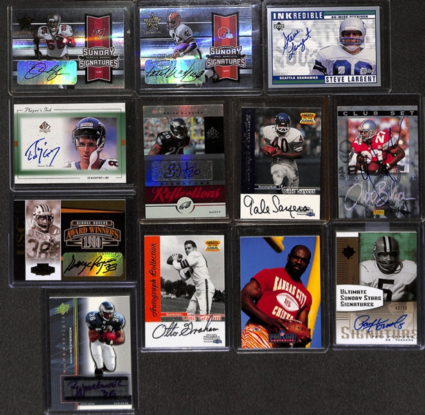 Lot Of 12 Football Stars Autograph Cards w. Sayers & Largent
