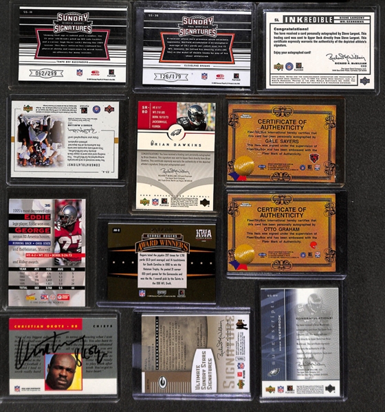 Lot Of 12 Football Stars Autograph Cards w. Sayers & Largent