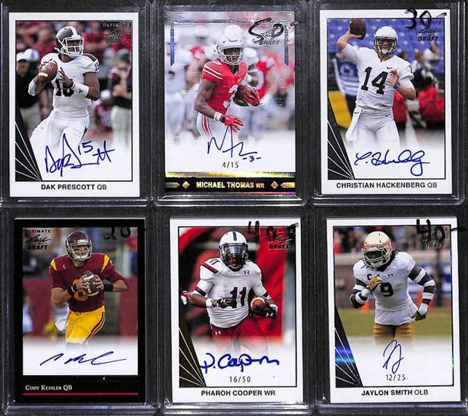 Lot Of 6 2016 Leaf Draft Autograph Cards w. Dak Prescott