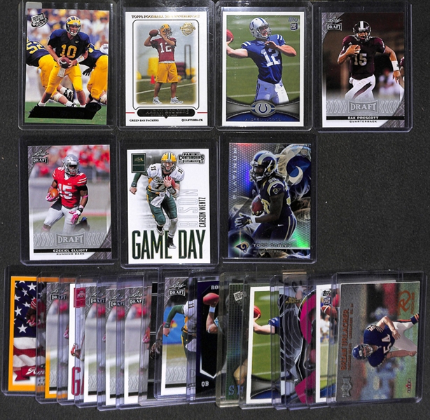 Lot Of 250 Football Rookie Cards w. Brady/Prescott/Elliott