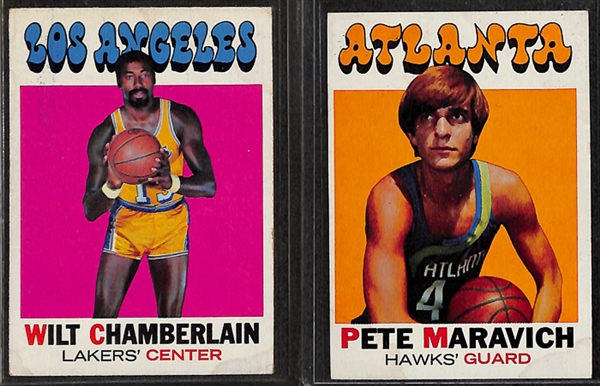 Lot of 200 Basketball 1970's Cards w. Chamberlain & Maravich