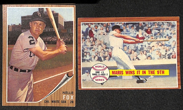 Lot of 250+ 1962 Topps Baseball Cards w. Robin Roberts