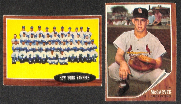 Lot of 250+ 1962 Topps Baseball Cards w. Robin Roberts