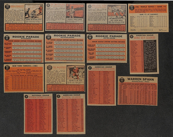 Lot of 250+ 1962 Topps Baseball Cards w. Robin Roberts