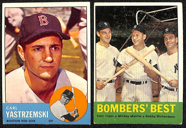 Lot of 450 - 1963 Topps Baseball Cards w. Mickey Mantle