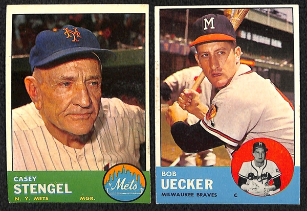 Lot of 450 - 1963 Topps Baseball Cards w. Mickey Mantle