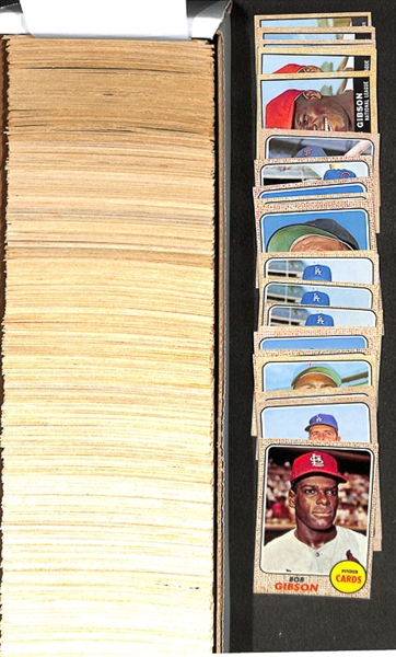 Lot of 750+ 1968 Topps Baseball Cards w. Bob Gibson