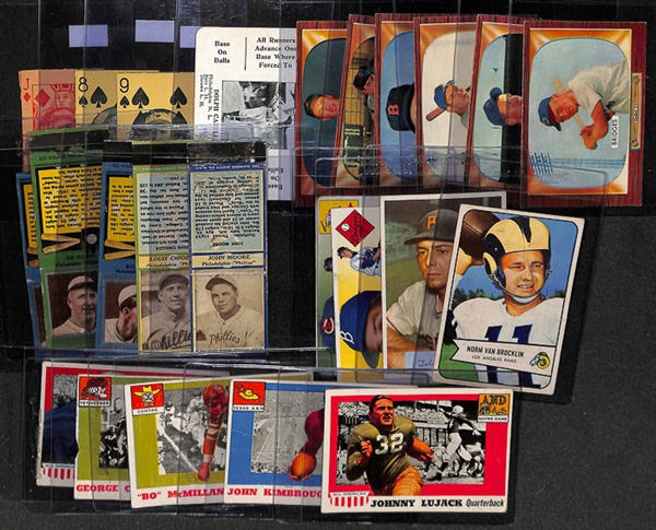 Lot of 24 Assorted Sports Cards (Baseball & Football) from 1930s to 1955 w. Bob Feller (1955 Bowman)