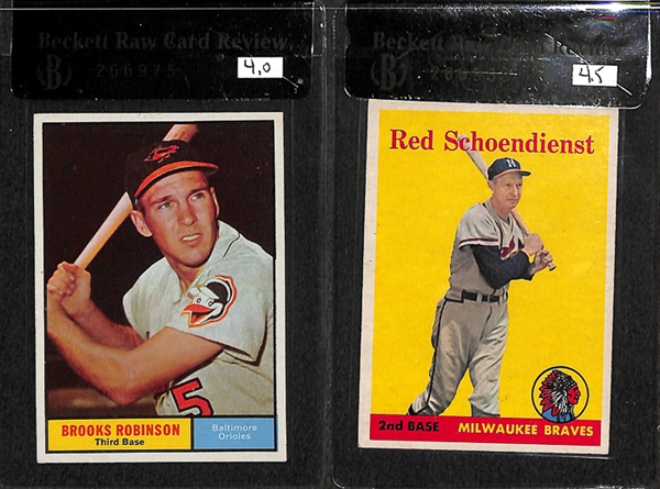 Lot of 12 Graded Sports Cards (Primarily Baseball - 1957 through 1984) w. 1961 Topps Brooks Robinson