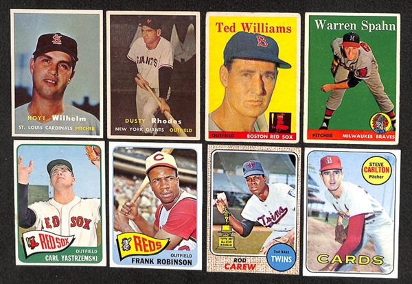 Lot of 250 Assorted 1957-1969 Topps Baseball Cards w. Ted Williams