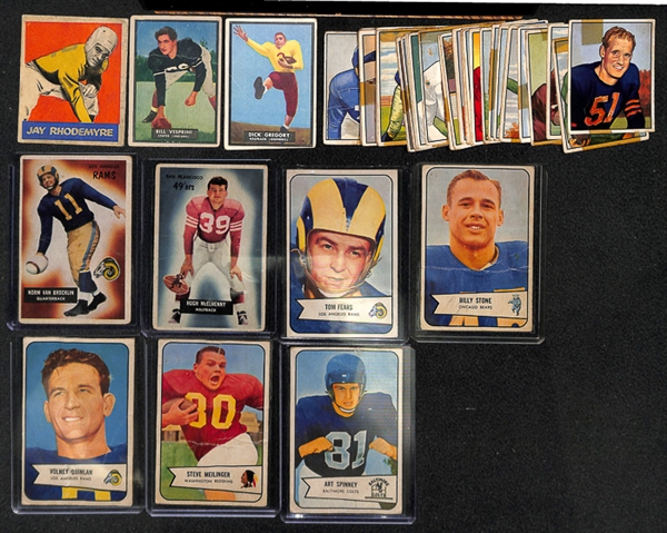 Lot of 43 1950-1955 Bowman Football Cards w. Norm Van Brocklin