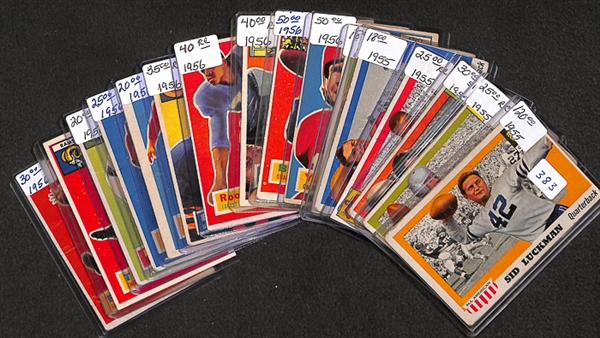 Lot of 16 1955-1956 Topps Football Cards w. Sid Luckman