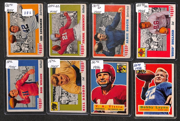 Lot of 16 1955-1956 Topps Football Cards w. Sid Luckman
