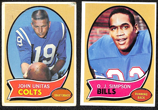 Lot of 150 1970 Topps Football Cards w. Joe Namath
