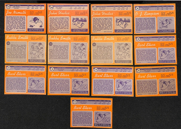 Lot of 150 1970 Topps Football Cards w. Joe Namath