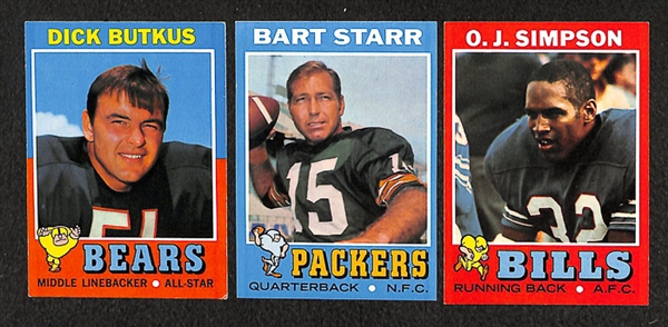 Lot of 300+ Assorted 1971 Topps Football Cards w. Joe Namath