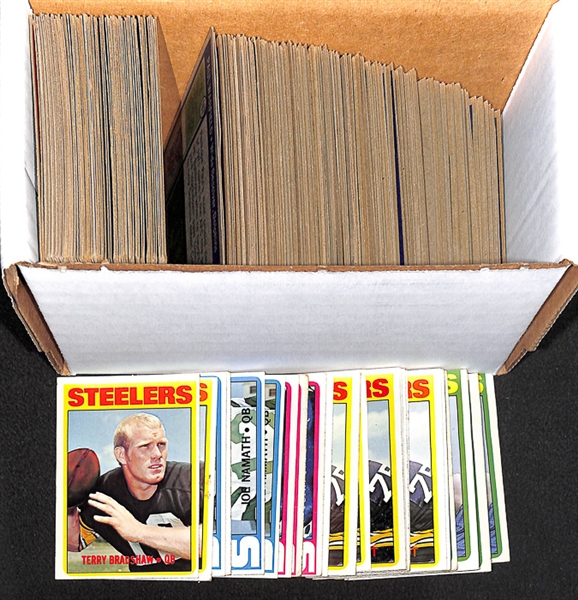 Lot of 250+ Assorted 1972 Topps Football Cards w. Terry Bradshaw