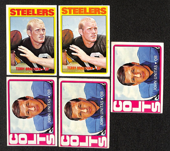 Lot of 250+ Assorted 1972 Topps Football Cards w. Terry Bradshaw