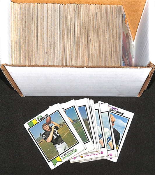 Lot of 300+ Assorted 1973 Topps Football Cards w. Ken Stabler