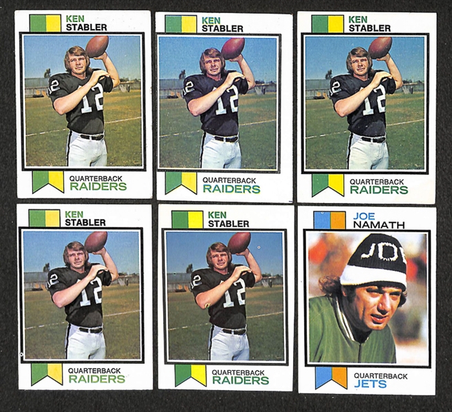 Lot of 300+ Assorted 1973 Topps Football Cards w. Ken Stabler