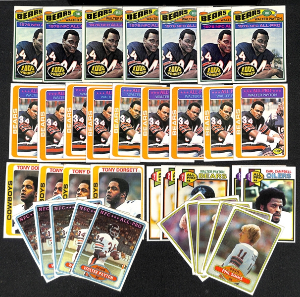 Lot of 500+ 1977-1980 Topps Football Cards w. Walter Payton