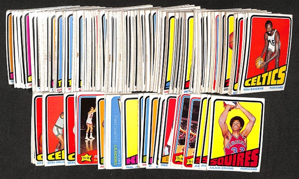 Lot of 260 Assorted 1972-1973 Topps Basketball Cards w. 3 Julius Erving Rookie Cards 