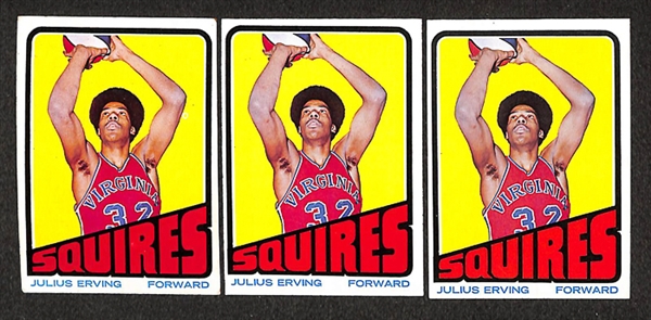 Lot of 260 Assorted 1972-1973 Topps Basketball Cards w. 3 Julius Erving Rookie Cards 