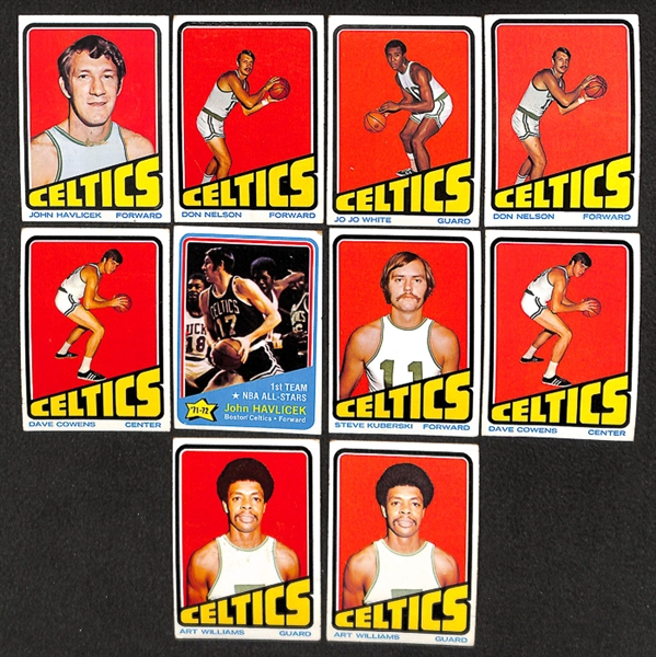 Lot of 260 Assorted 1972-1973 Topps Basketball Cards w. 3 Julius Erving Rookie Cards 