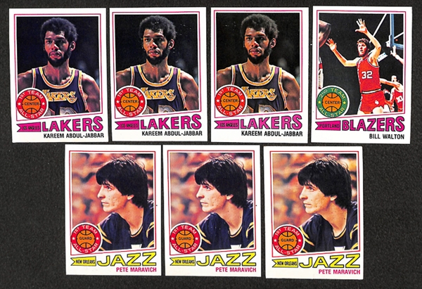 Lot of 750+ Assorted 1973-1979 Topps Basketball Cards w. Kareem Abdul-Jabbar
