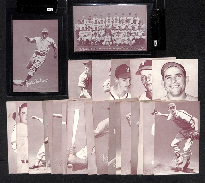 Lot of 28 different 1940's-1950's Baseball Exhibits w. Jackie Robinson.  BVG 6.0